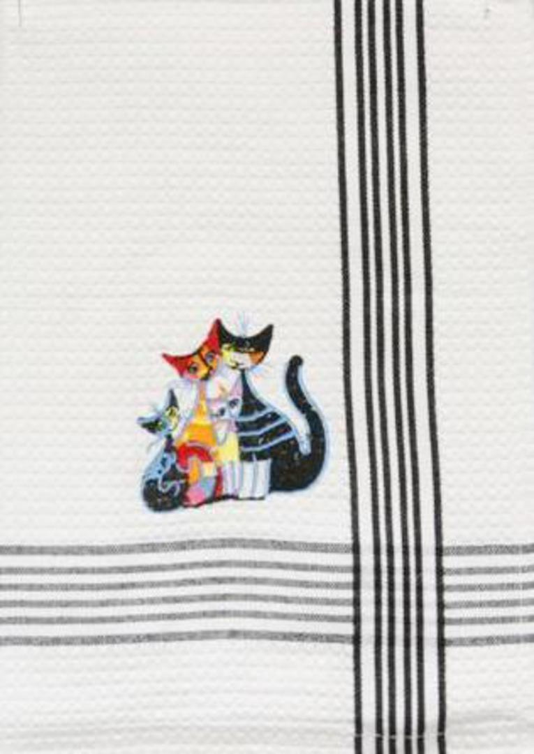 "Family Cats" embroidered tea towel. Code: T/T-FAM image 0